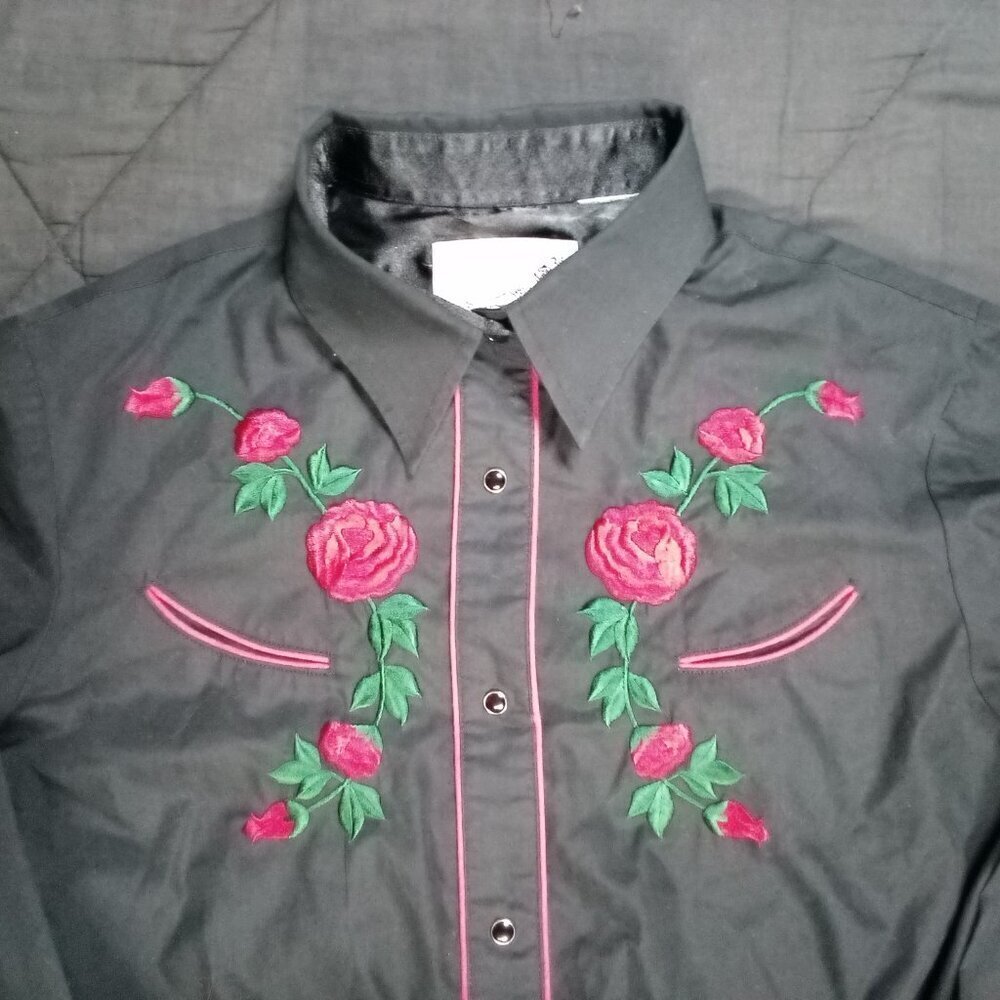 Vintage Roper Roses Embroidered Western Button Sh… - image 1